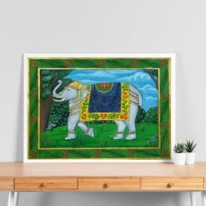 Elephant Elegance: A Rajasthani Miniature - Perfect for Drawing Room, Living Room, or Bedroom