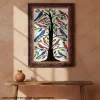 Bhil Birds on Tree – Handmade A3 Tribal Art Painting | Indian Folk Wall Decor