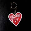 Tribal, Love, Tree, Wooden, Hand-Painted, Heart, Keychain