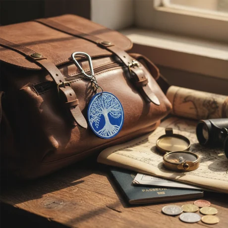 Tree of Life Hand-Painted Wooden Keychain