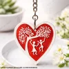 Tribal Love Tree Wooden Keychain
