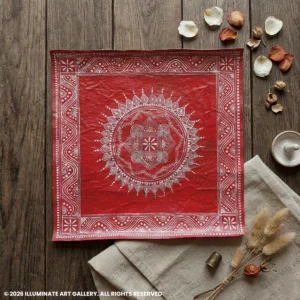 Handmade Aipan Art Mandala Painting on Canvas Cloth