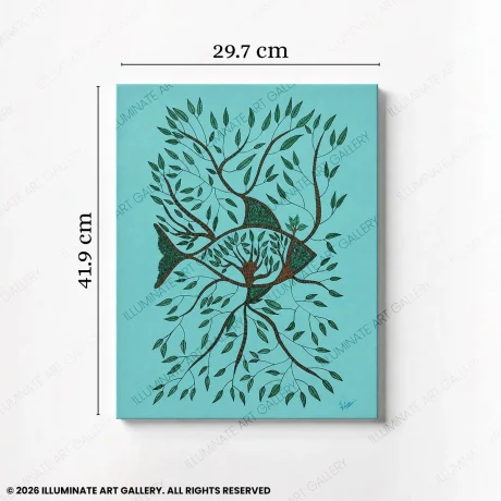 Where Waters Take Root displayed in a modern living room.