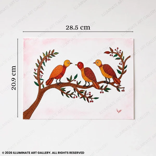 Close-up of intricate hand-painted Gond art patterns in Harmony in Bloom.