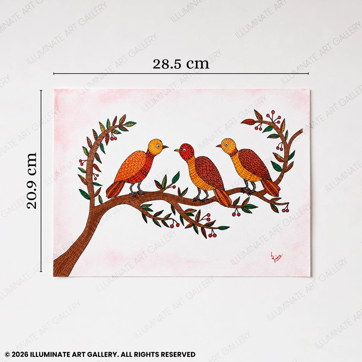Close-up of intricate hand-painted Gond art patterns in Harmony in Bloom.