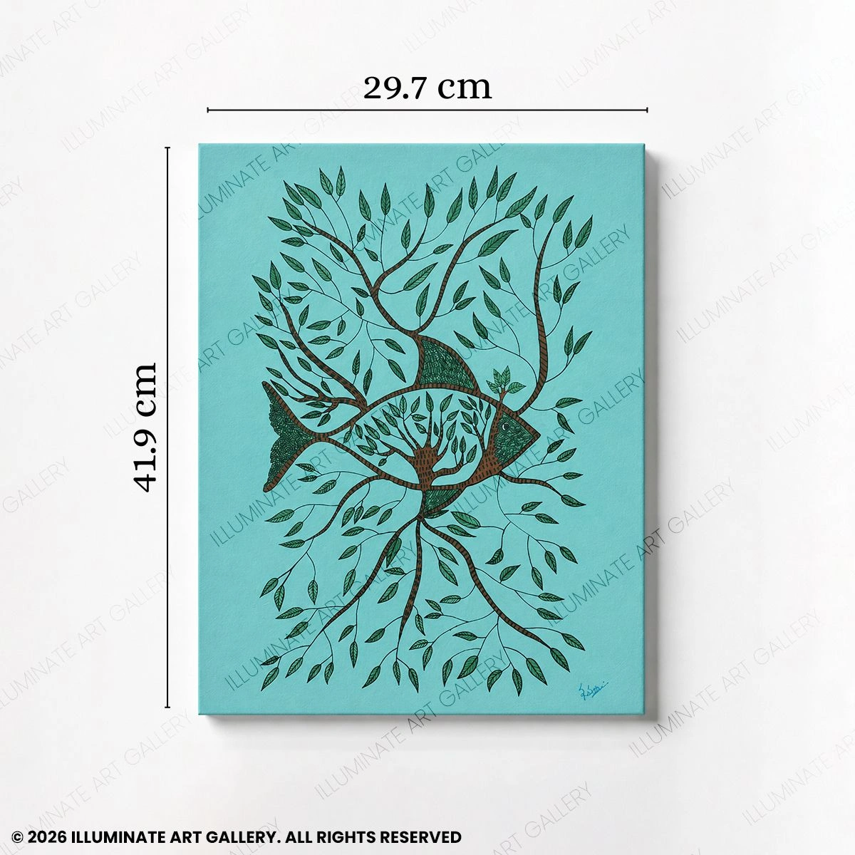 Where Waters Take Root displayed in a modern living room.