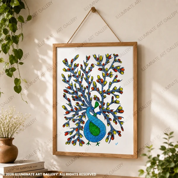 Grace Among Branches displayed in a modern living room.